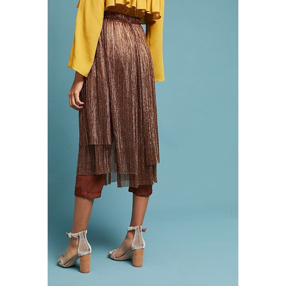 Anthropologie Maeve Metallic Skirted Pants - Picture 4 of 5
